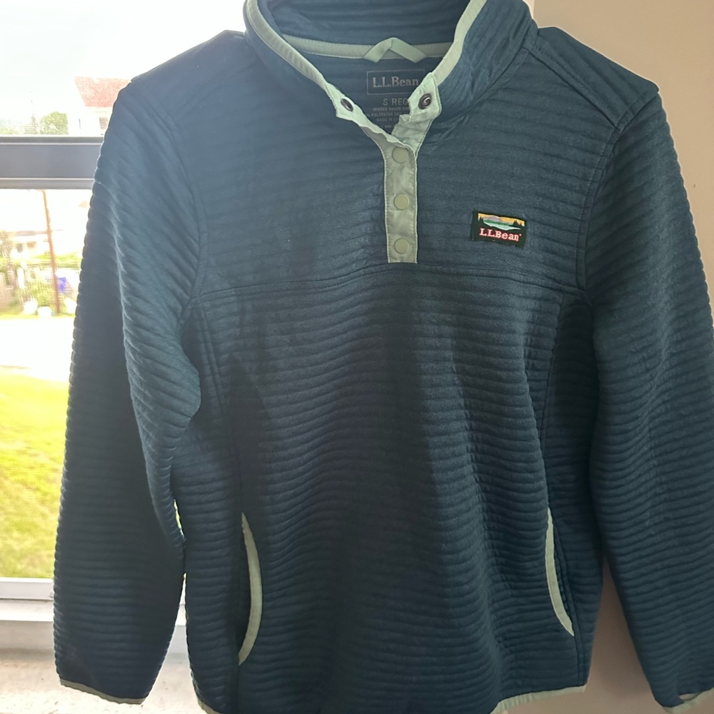 L.L. Bean Navy Pullover with Button Accents
